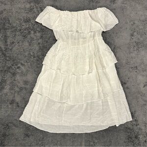 Body Central White Off-The-Shoulder Ruffle Tiered Dress